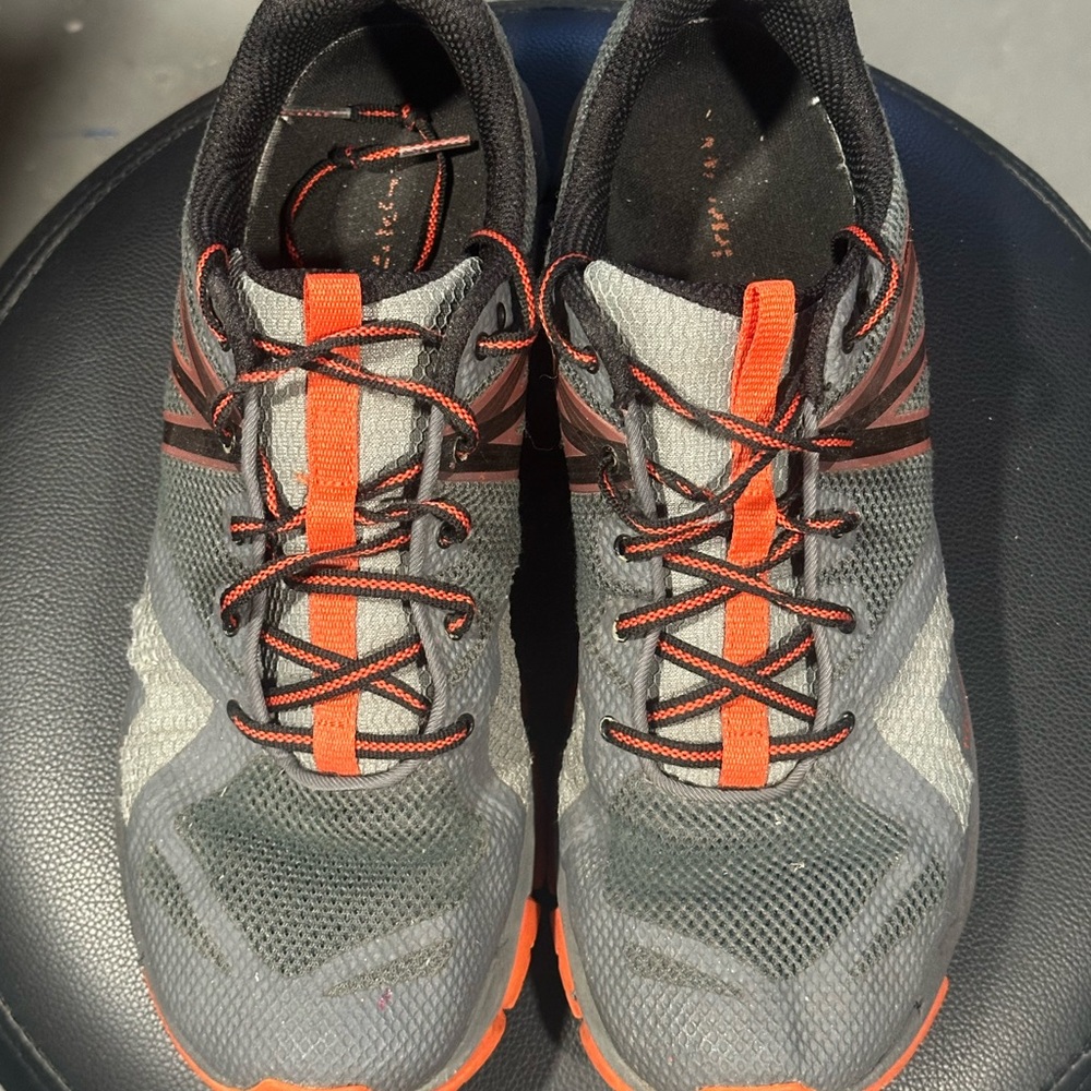 Gray and Orange Athletic Shoes